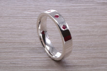 Load image into Gallery viewer, Three Natural Rubies set Silver Band
