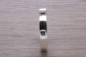 Chunky Band set with Six Square cut Blue Sapphire's
