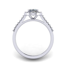 Load image into Gallery viewer, Oval cut Certified Natural Diamond Halo set Platinum or Gold Ring