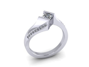 Half carat Princess cut Diamond set Engagement Ring, Available in Platinum or Yellow Gold