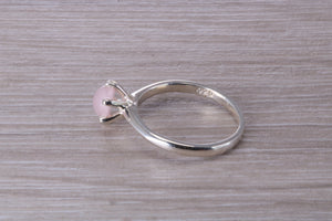 Cabochon cut Pink Rose Quartz Solitaire