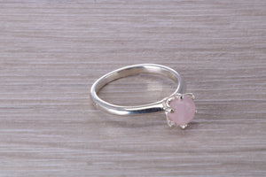 Cabochon cut Pink Rose Quartz Solitaire