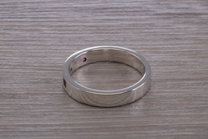 Flat Profile Chunky Ring set with Three Square cut Rubies
