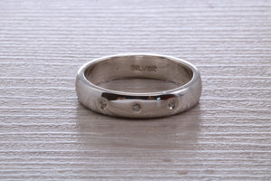 Diamond set Chunky Silver Band