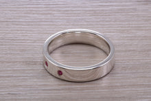 Load image into Gallery viewer, Three Natural Rubies set Silver Band