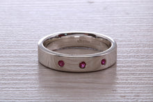 Load image into Gallery viewer, Three Natural Rubies set Silver Band