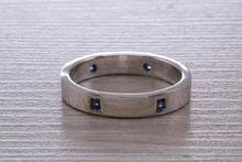 Load image into Gallery viewer, Chunky Band set with Six Square cut Blue Sapphire&#39;s