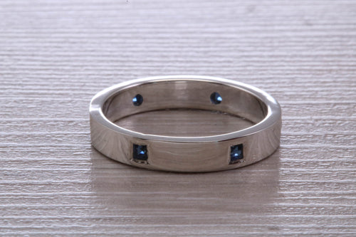 Chunky Band set with Six Square cut Blue Sapphire's