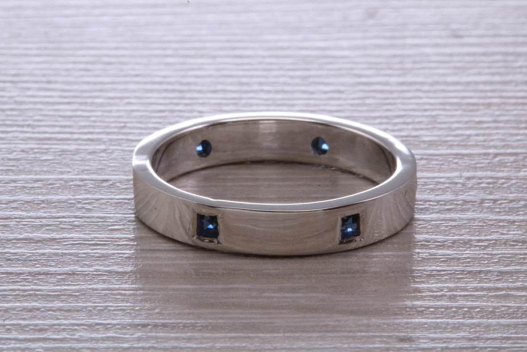 Chunky Band set with Six Square cut Blue Sapphire's