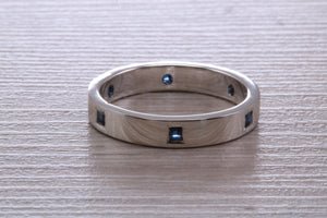 Chunky Band set with Six Square cut Blue Sapphire's