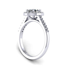 Load image into Gallery viewer, Oval cut Certified Natural Diamond Halo set Platinum or Gold Ring