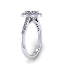Load image into Gallery viewer, Oval cut Certified Natural Diamond Halo set Platinum or Gold Ring