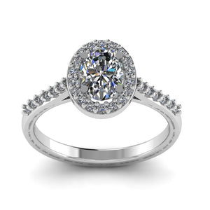 Oval cut Certified Natural Diamond Halo set Platinum or Gold Ring
