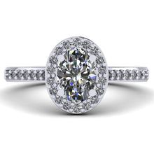 Load image into Gallery viewer, Oval cut Certified Natural Diamond Halo set Platinum or Gold Ring