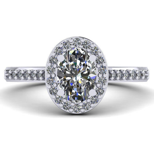 Oval cut Certified Natural Diamond Halo set Platinum or Gold Ring