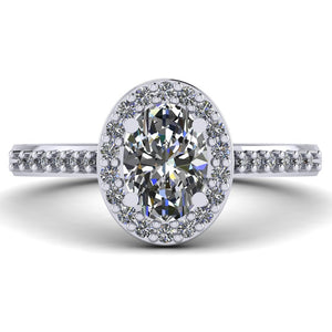 Oval cut Certified Natural Diamond Halo set Platinum or Gold Ring