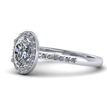 Load image into Gallery viewer, Oval cut Certified Natural Diamond Halo set Platinum or Gold Ring