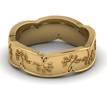 Load image into Gallery viewer, Tree of Life Band, 7 mm Wide, Available in White or Yellow Gold