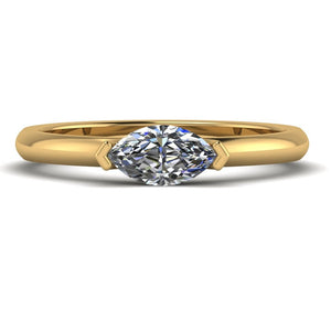 Marquise cut One carat Moissanite Diamond Solitaire, Choice of Platinum or Yellow Gold