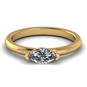 Marquise cut One carat Moissanite Diamond Solitaire, Choice of Platinum or Yellow Gold