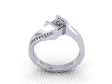 Load image into Gallery viewer, Half carat Princess cut Diamond set Engagement Ring, Available in Platinum or Yellow Gold