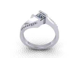 Half carat Princess cut Diamond set Engagement Ring, Available in Platinum or Yellow Gold