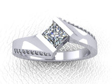 Load image into Gallery viewer, Half carat Princess cut Diamond set Engagement Ring, Available in Platinum or Yellow Gold