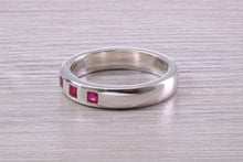 Load image into Gallery viewer, Three Natural Ruby set Silver Band