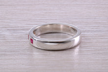 Load image into Gallery viewer, Three Natural Ruby set Silver Band