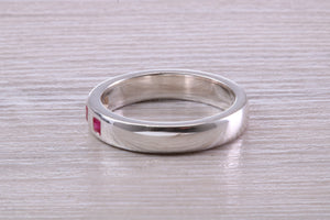 Three Natural Ruby set Silver Band