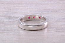 Load image into Gallery viewer, Three Natural Ruby set Silver Band