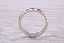 Load image into Gallery viewer, Three Natural Ruby set Silver Band