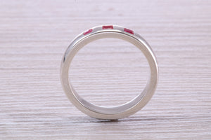 Three Natural Ruby set Silver Band