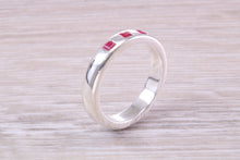 Load image into Gallery viewer, Three Natural Ruby set Silver Band