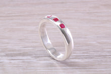 Load image into Gallery viewer, Three Natural Ruby set Silver Band