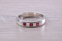 Load image into Gallery viewer, Three Natural Ruby set Silver Band