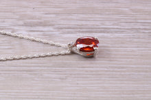 Load image into Gallery viewer, Hessonite Garnet C Z Necklace, Made From Solid Sterling Silver