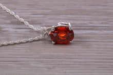 Load image into Gallery viewer, Hessonite Garnet C Z Necklace, Made From Solid Sterling Silver