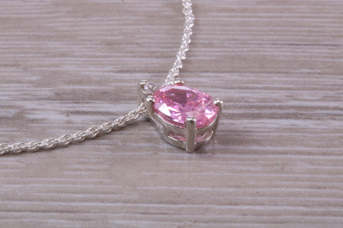 Hessonite Pink Sapphire C Z Necklace, Made From Solid Sterling Silver