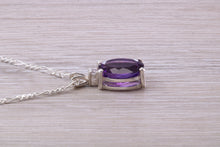 Load image into Gallery viewer, Natural Oval Cut Amethyst Necklace, Made From Solid Sterling Silver