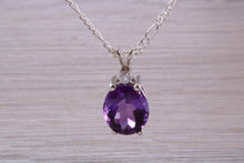 Load image into Gallery viewer, Natural Oval Cut Amethyst Necklace, Made From Solid Sterling Silver