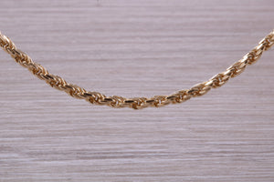Yellow Gold 18 Inch Diamond Cut Rope Chain