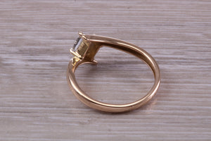 Cross Over Diamond set Yellow Gold Ring