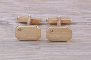Diamond set Gold Cufflinks, Heavy Solid Yellow Gold