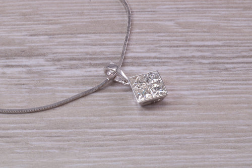 One carat Natural Diamond set 18ct White Gold Necklace