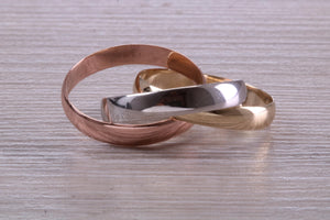 Gold Russian Wedding Band, 3 mm Wide, Three Colour Gold