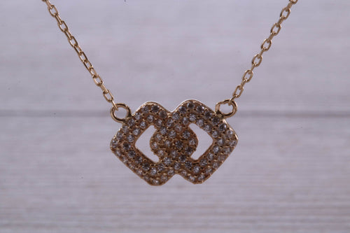 Yellow Gold Diamond Look C Z set Necklace