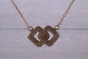 Yellow Gold Diamond Look C Z set Necklace
