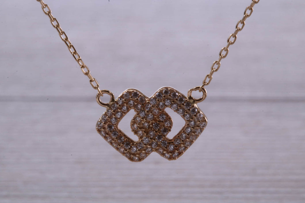 Yellow Gold Diamond Look C Z set Necklace