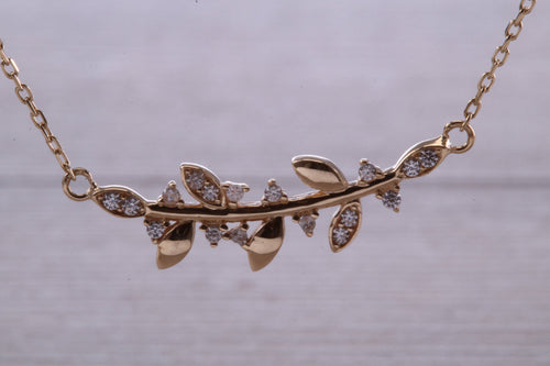 Yellow Gold Diamond Look C Z set Necklace